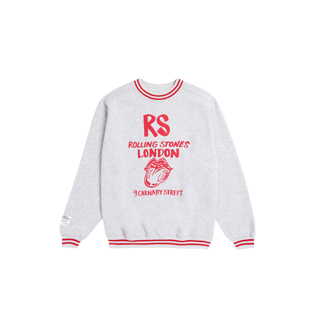 Retro Contrast Rib RS London Grey Crewneck Sweater - The Rolling