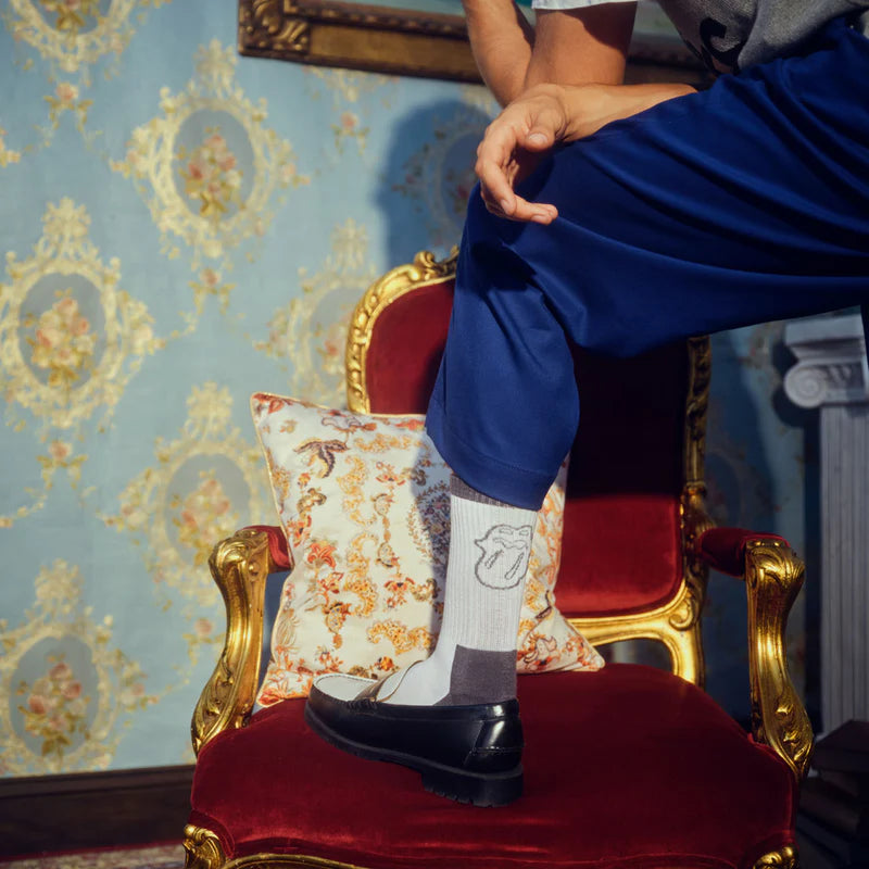 RS No. 9 - Tongue Logo Grey Mid Socks