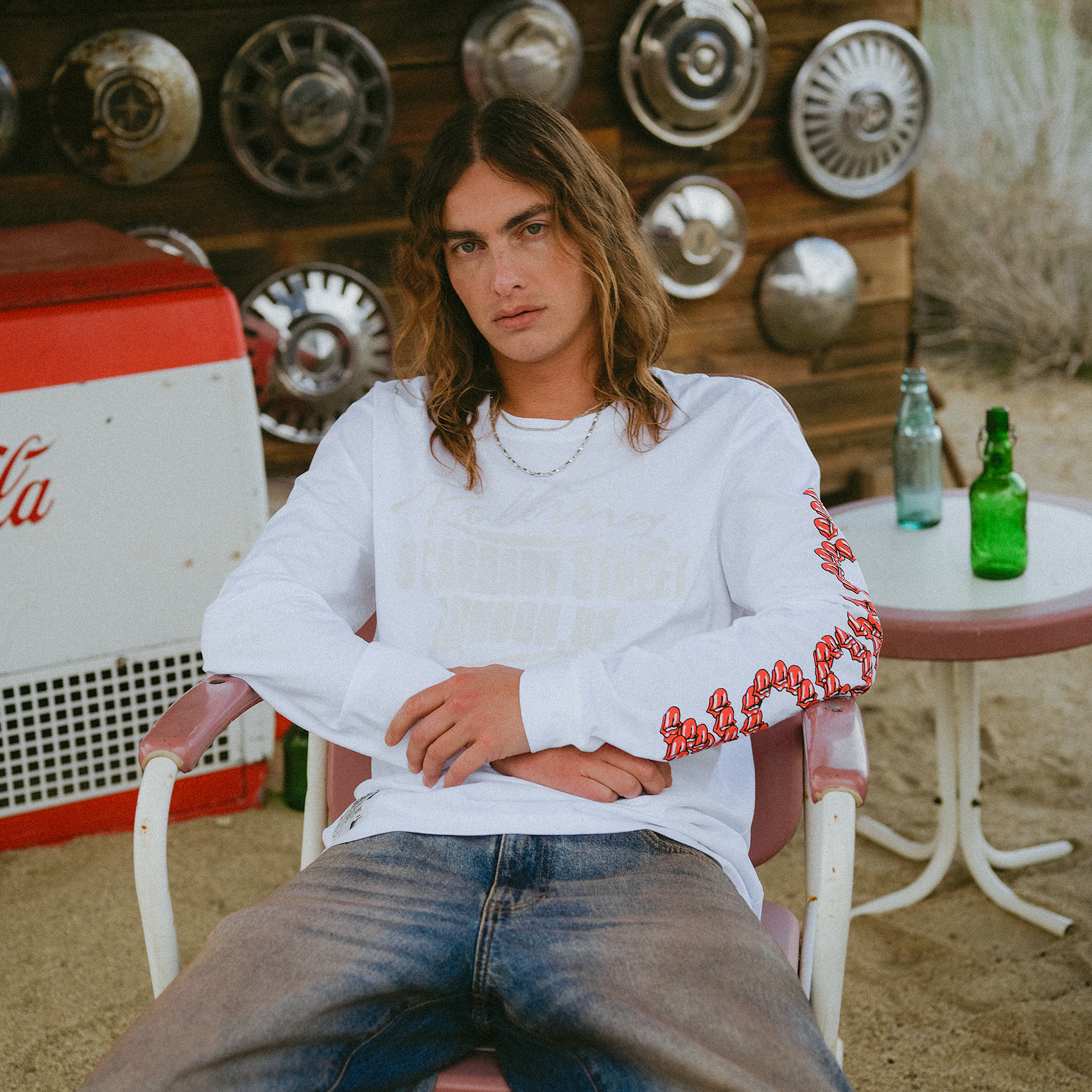 RS No. 9 - Rolling Stones Tonal 3D Print White Longsleeve T-Shirt