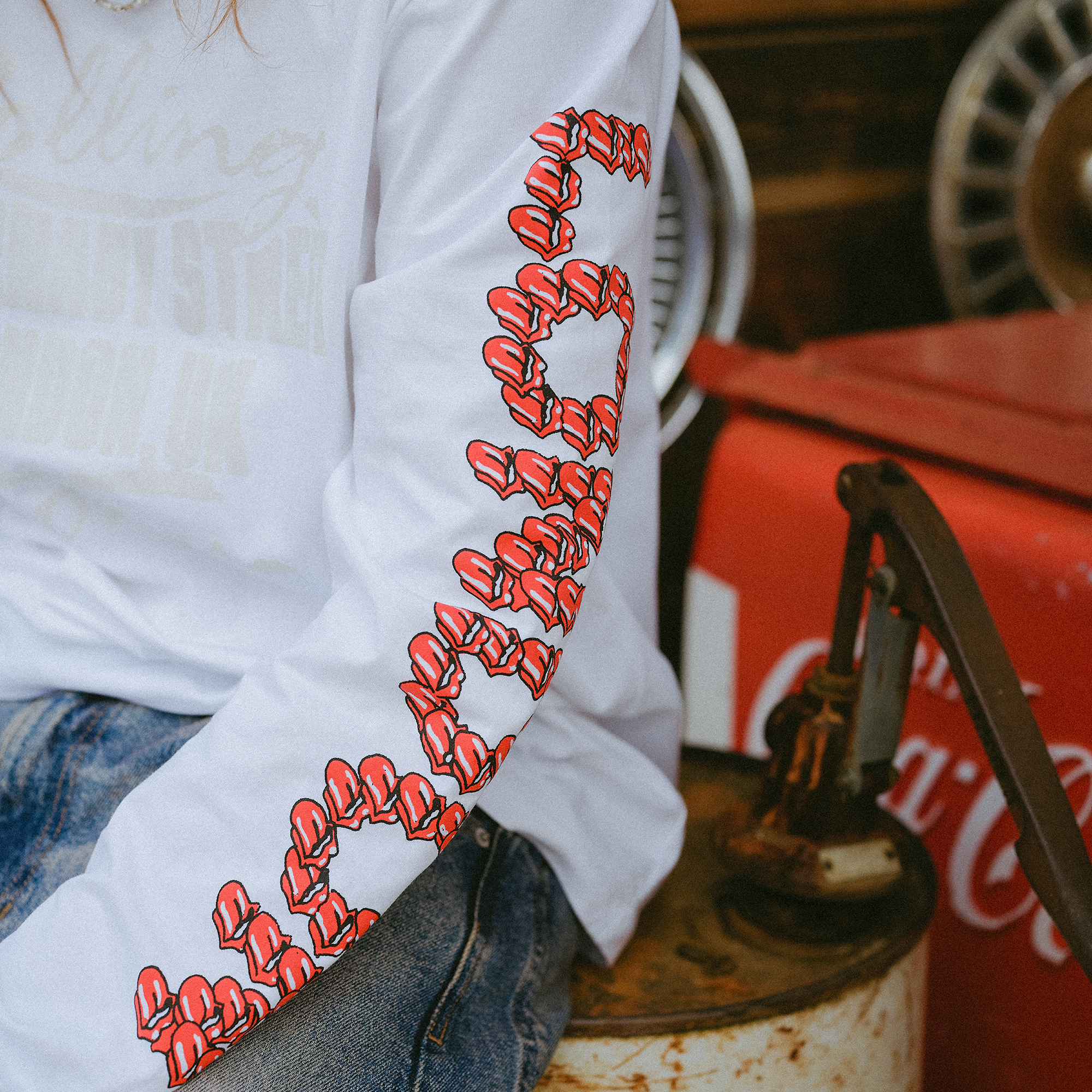 RS No. 9 - Rolling Stones Tonal 3D Print White Longsleeve T-Shirt