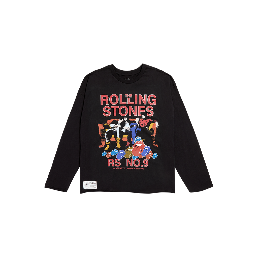 RS No. 9 - Band Couch Photo Black Raw Hem Longsleeve T-Shirt