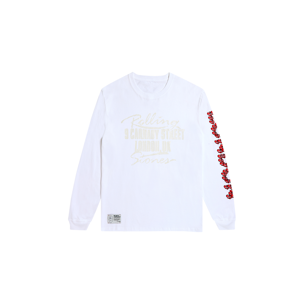 RS No. 9 - Rolling Stones Tonal 3D Print White Longsleeve T-Shirt