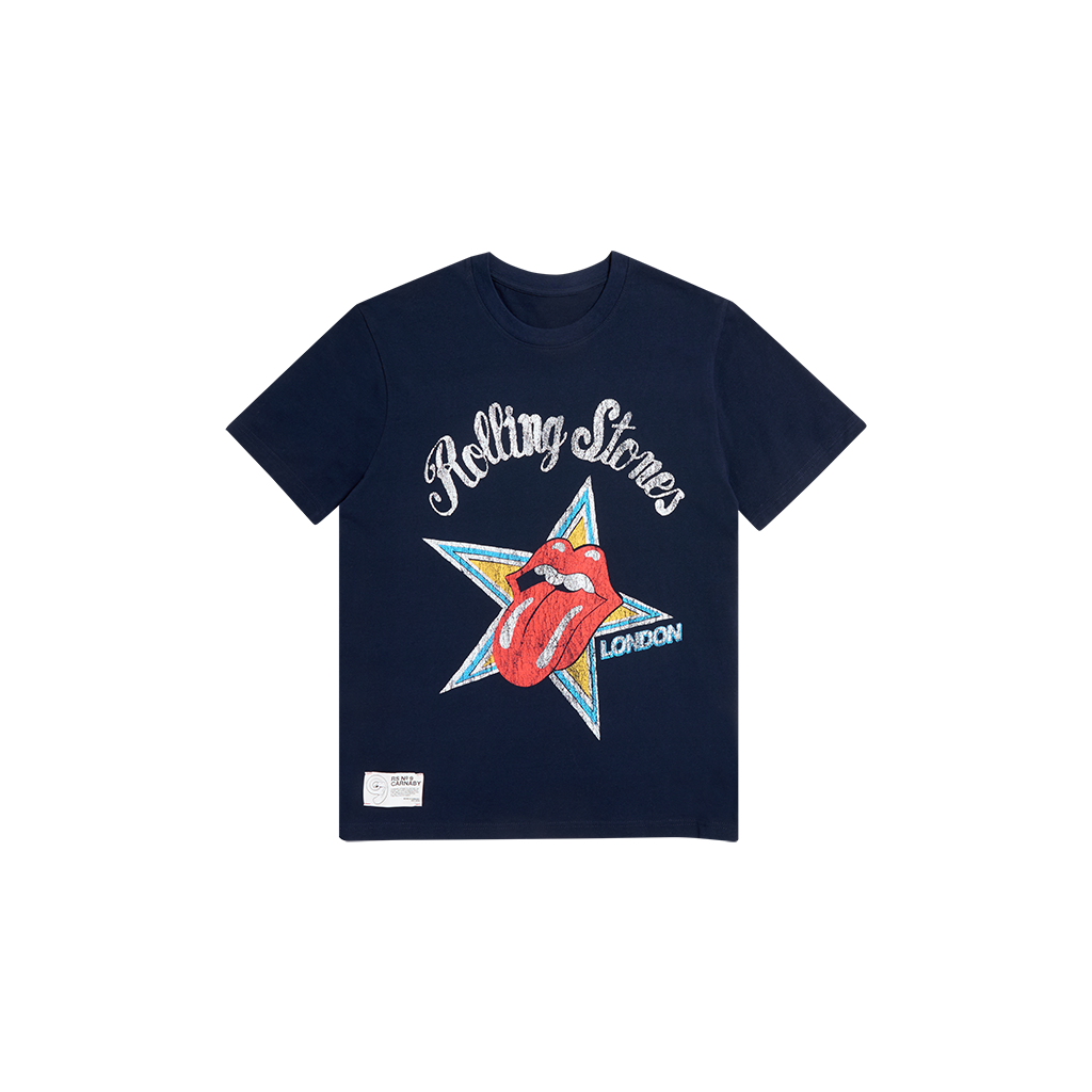 RS No. 9 - The Rolling Stones Fame Star Tongue Navy T-Shirt