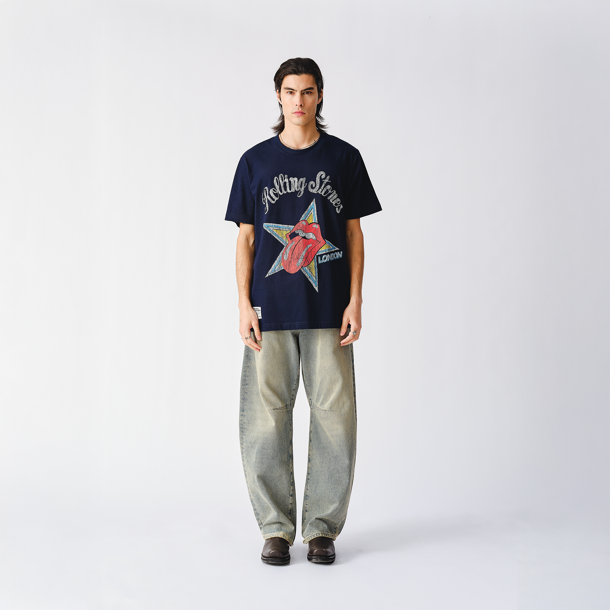 RS No. 9 - The Rolling Stones Fame Star Tongue Navy T-Shirt