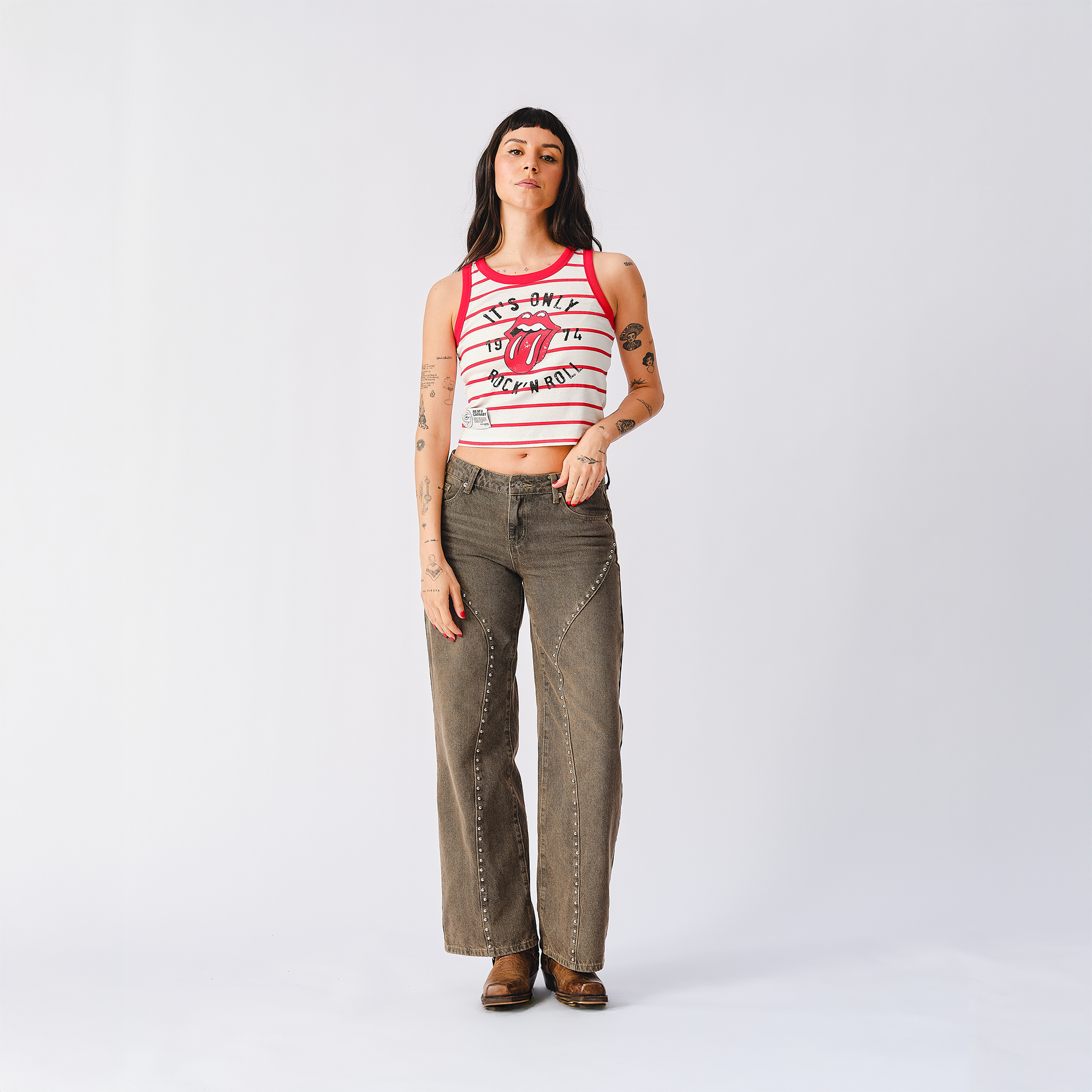 RS No. 9 - It's Only Rock n Roll Red & White Striped Tank Top