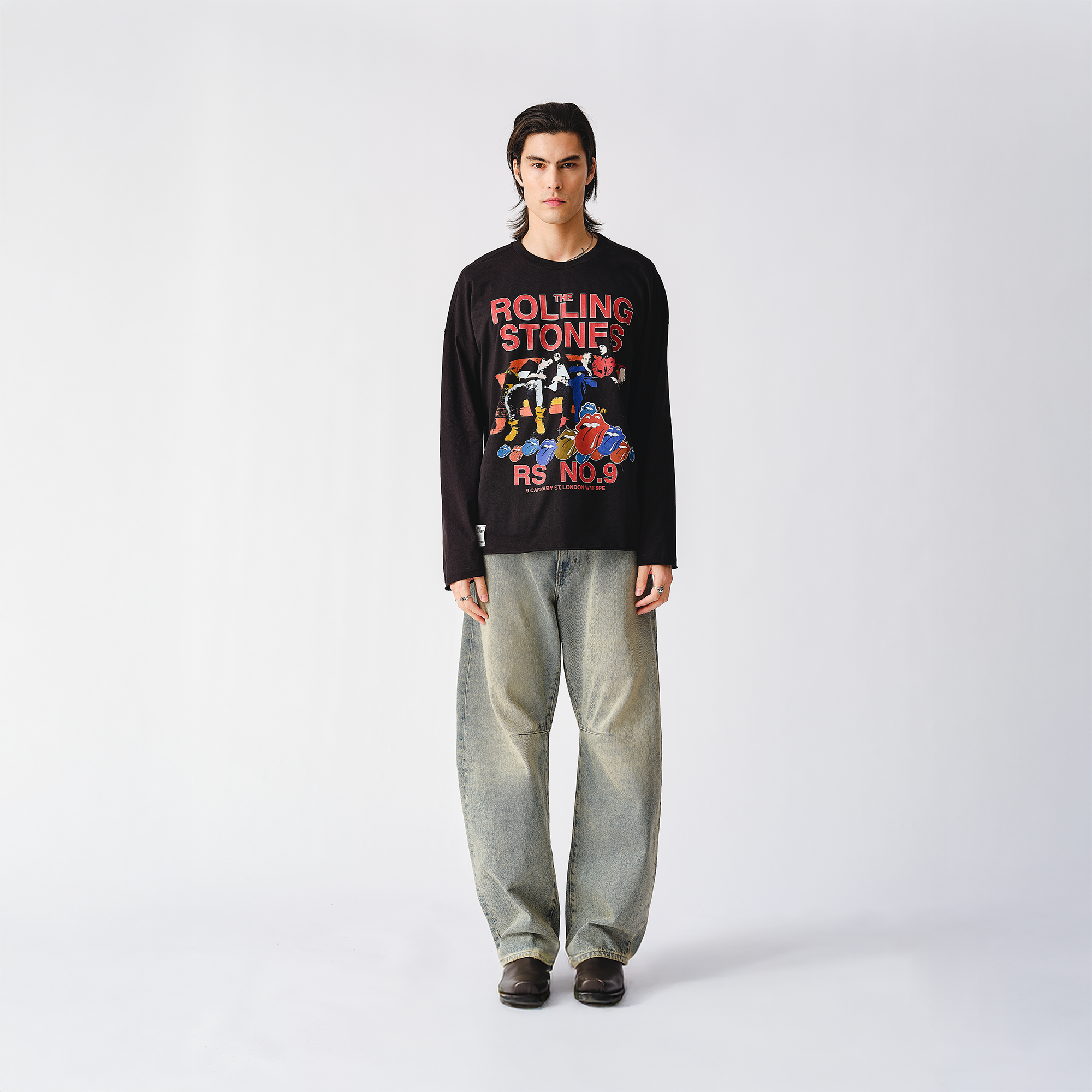 RS No. 9 - Band Couch Photo Black Raw Hem Longsleeve T-Shirt