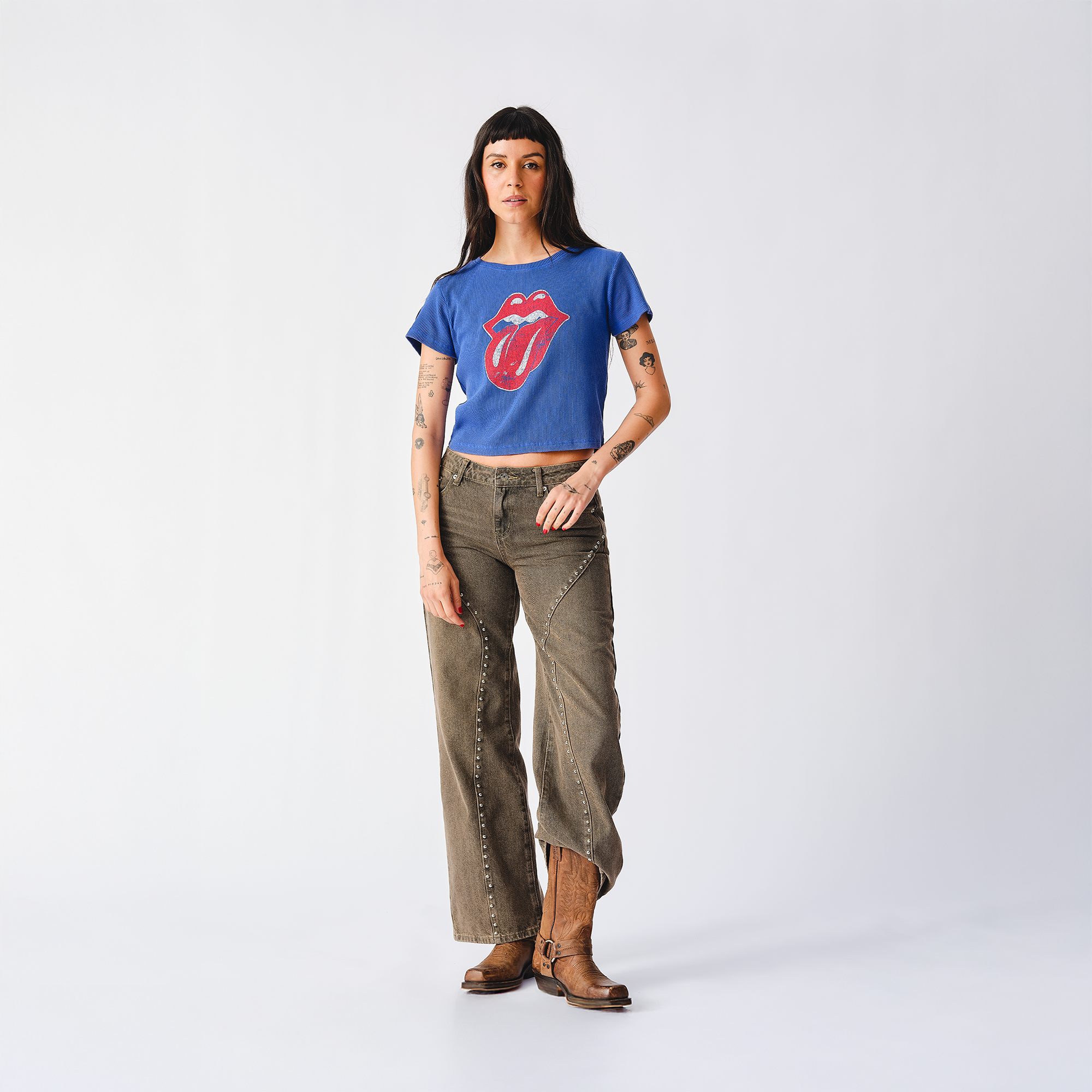 RS No. 9 - Vintage Stones Logo Waffle Thermal Baby Tee