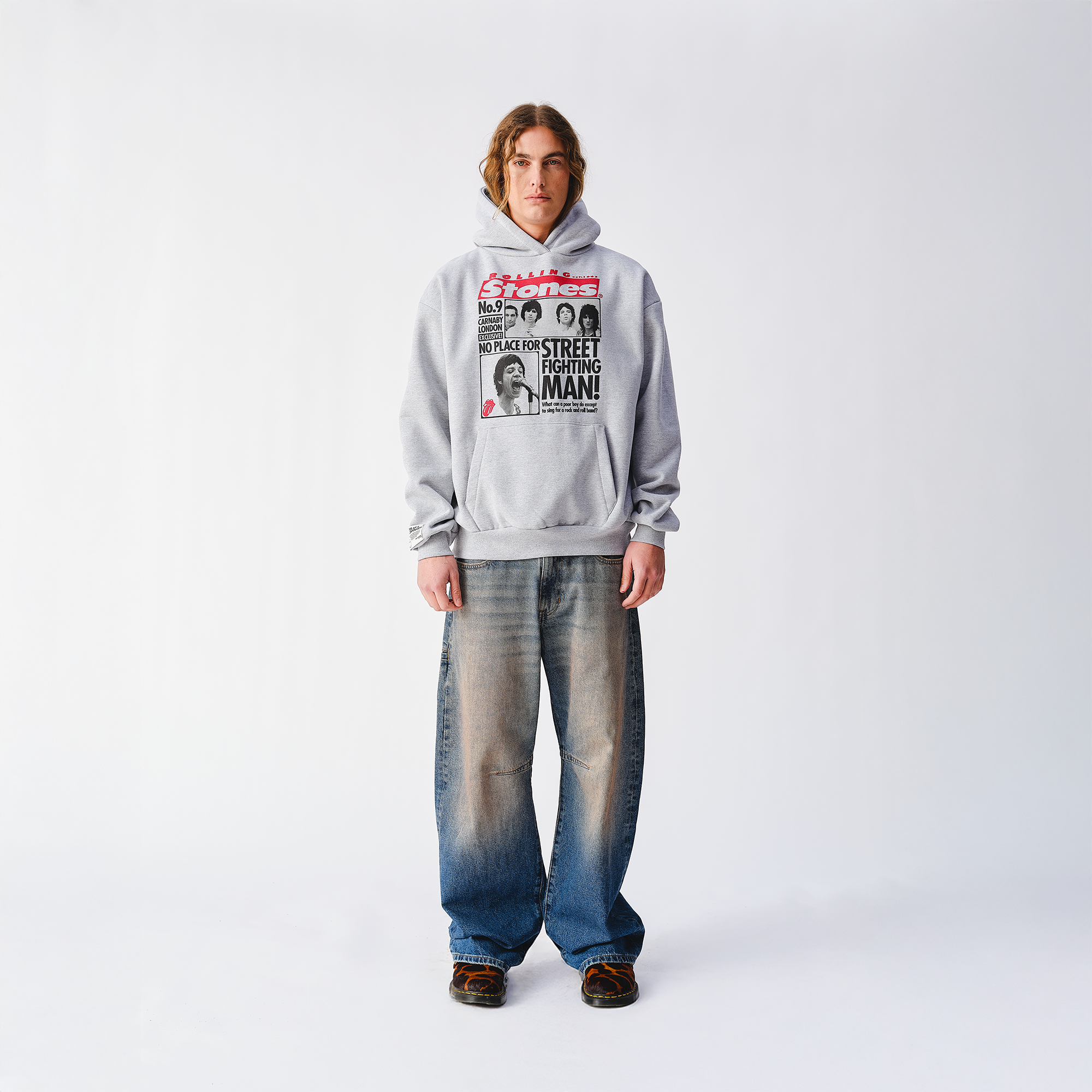 RS No. 9 - Street Fighting Man Newspaper Heather Grey Hoodie