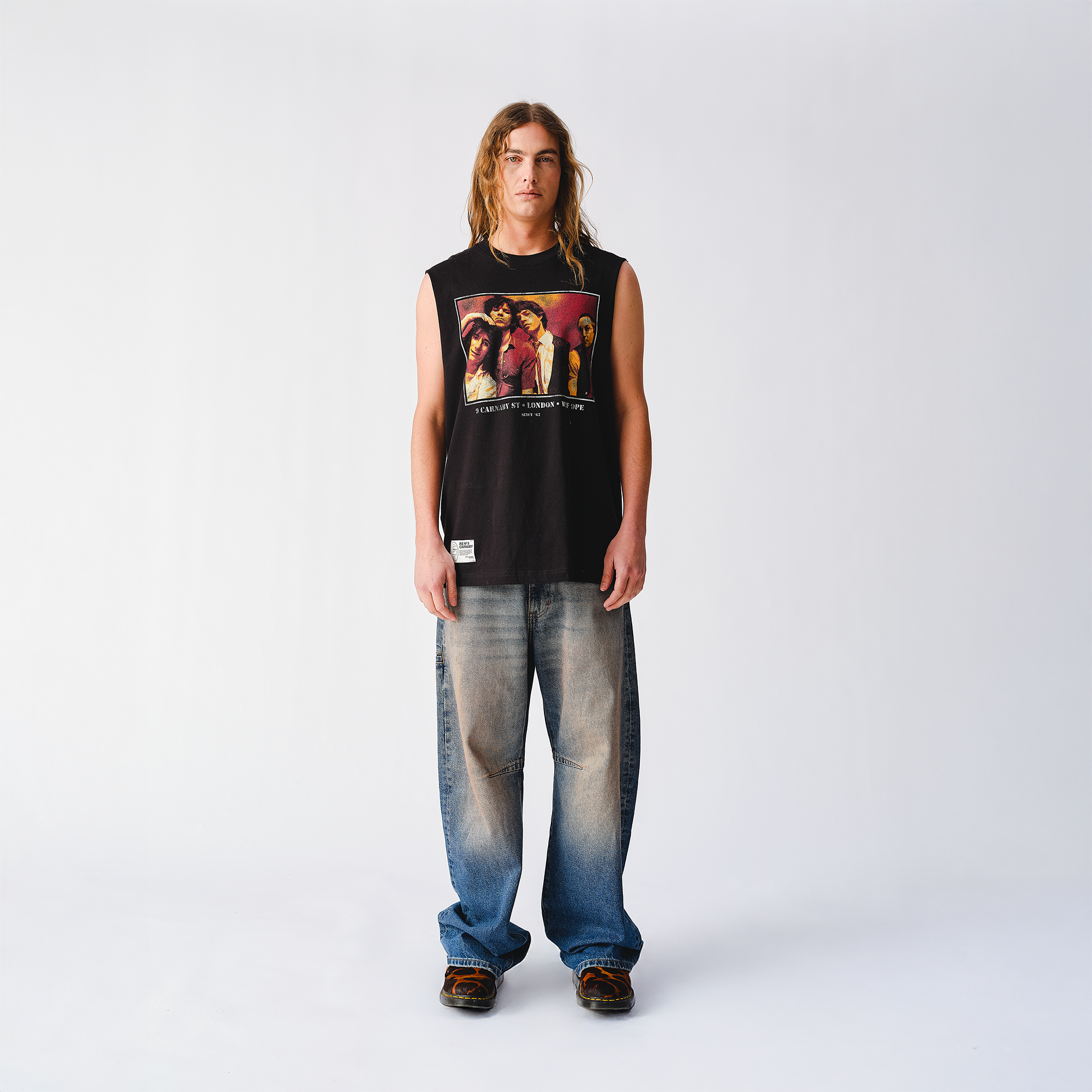 RS No. 9 - Classic Photo Sleeveless Black T-Shirt Vest