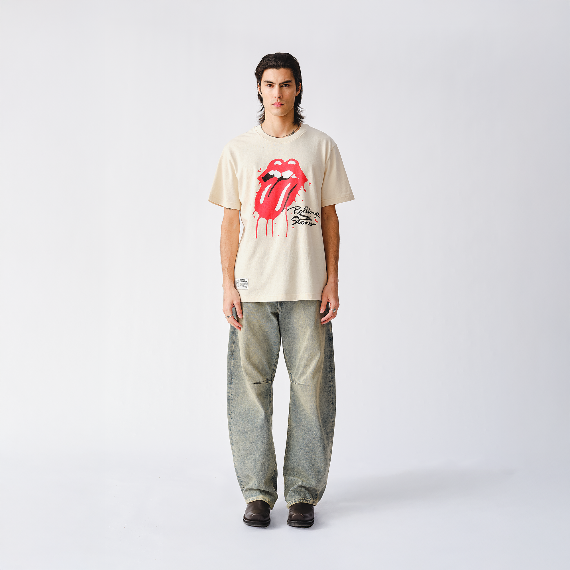 RS No. 9 - Rolling Stones Dripping Tongue Natural T-Shirt