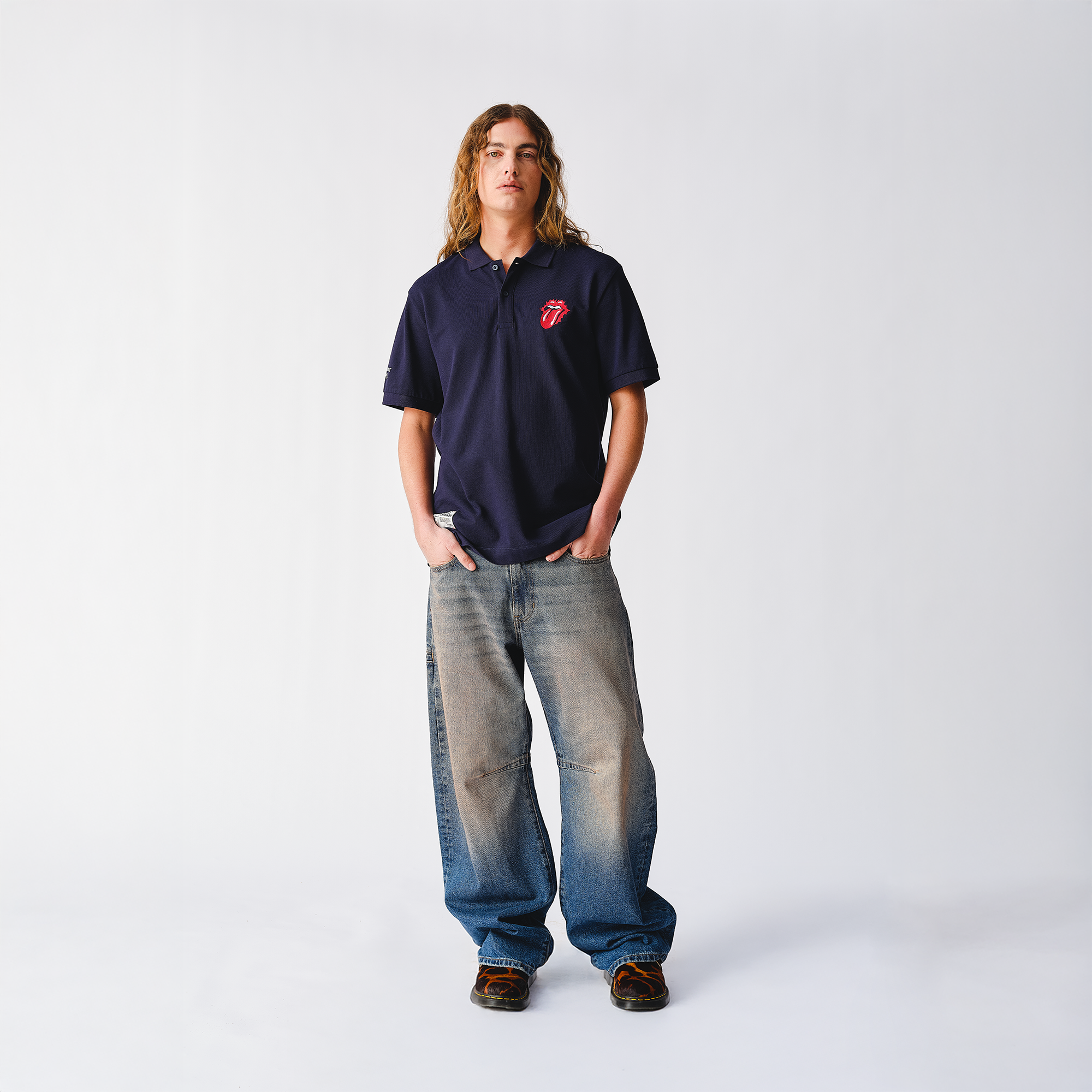 RS No. 9 - Scorching Stones Tongue Embroidered Navy Polo Shirt