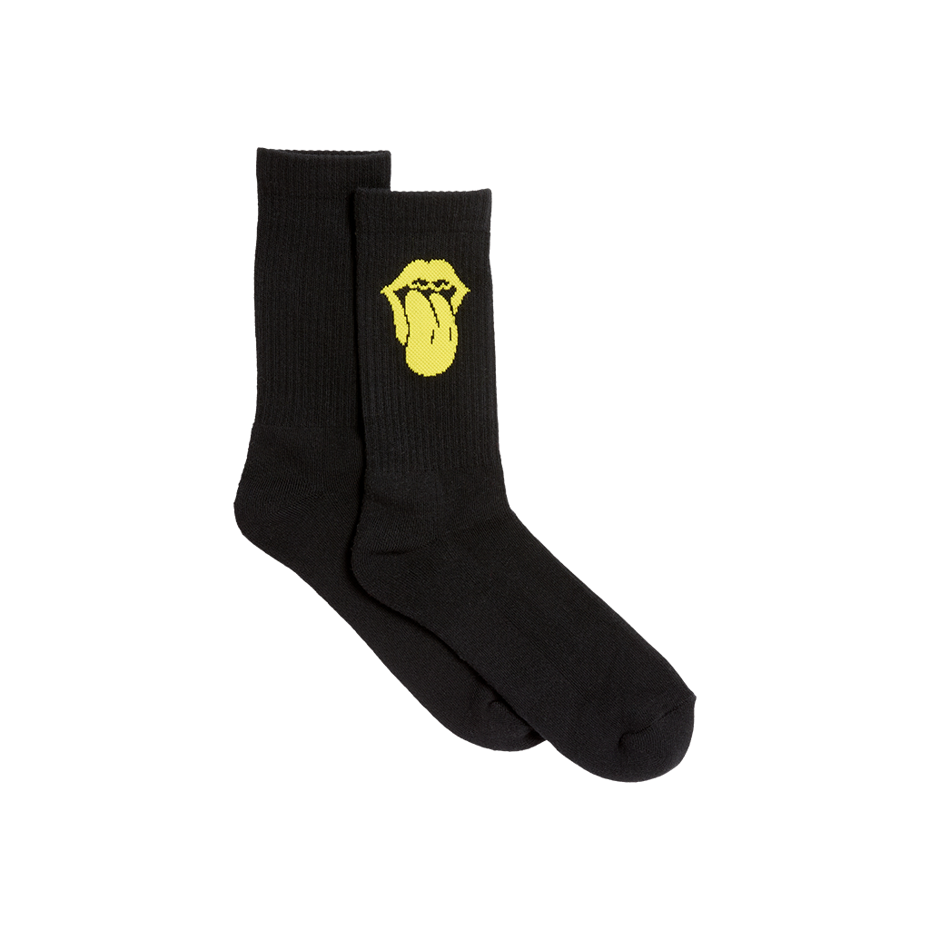 RS No. 9 - Yellow Tongue Knit Black Socks
