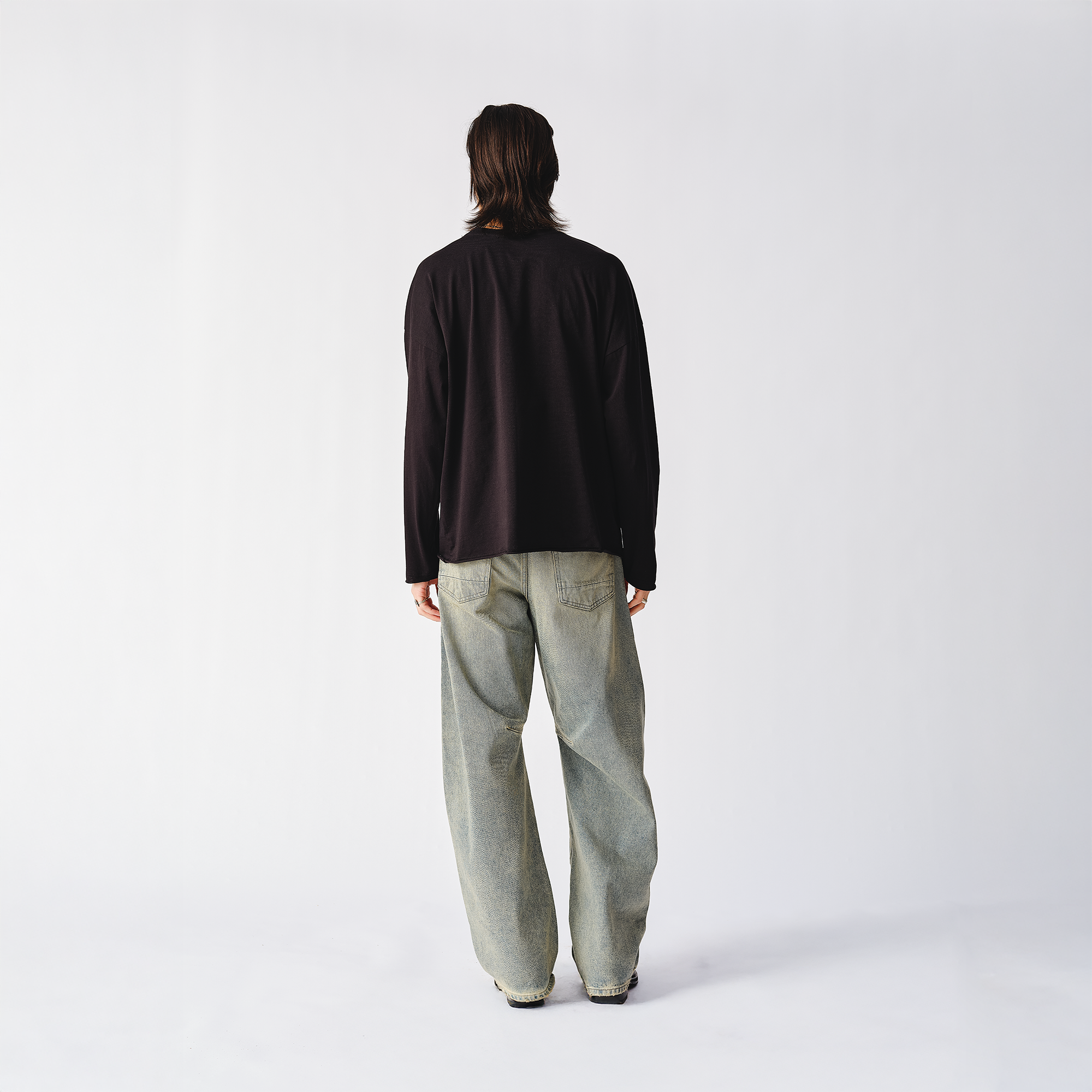 RS No. 9 - Band Couch Photo Black Raw Hem Longsleeve T-Shirt