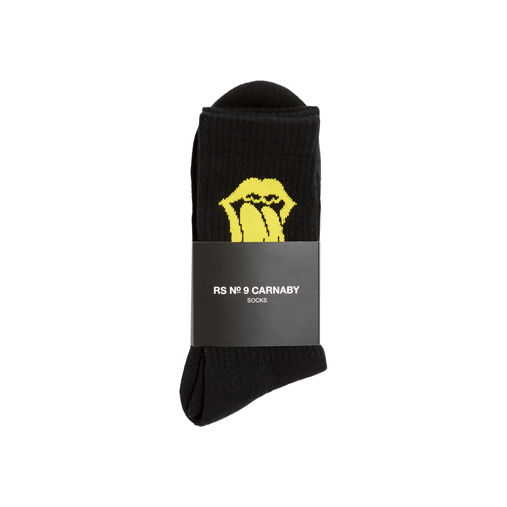 RS No. 9 - Yellow Tongue Knit Black Socks