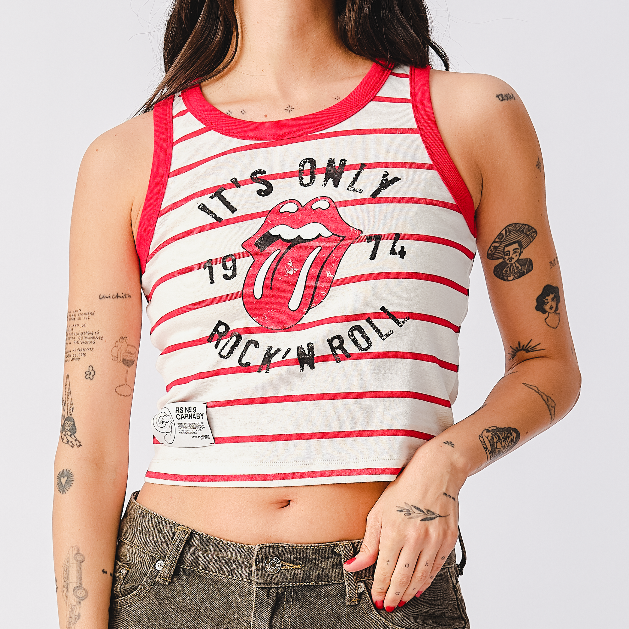 RS No. 9 - It's Only Rock n Roll Red & White Striped Tank Top