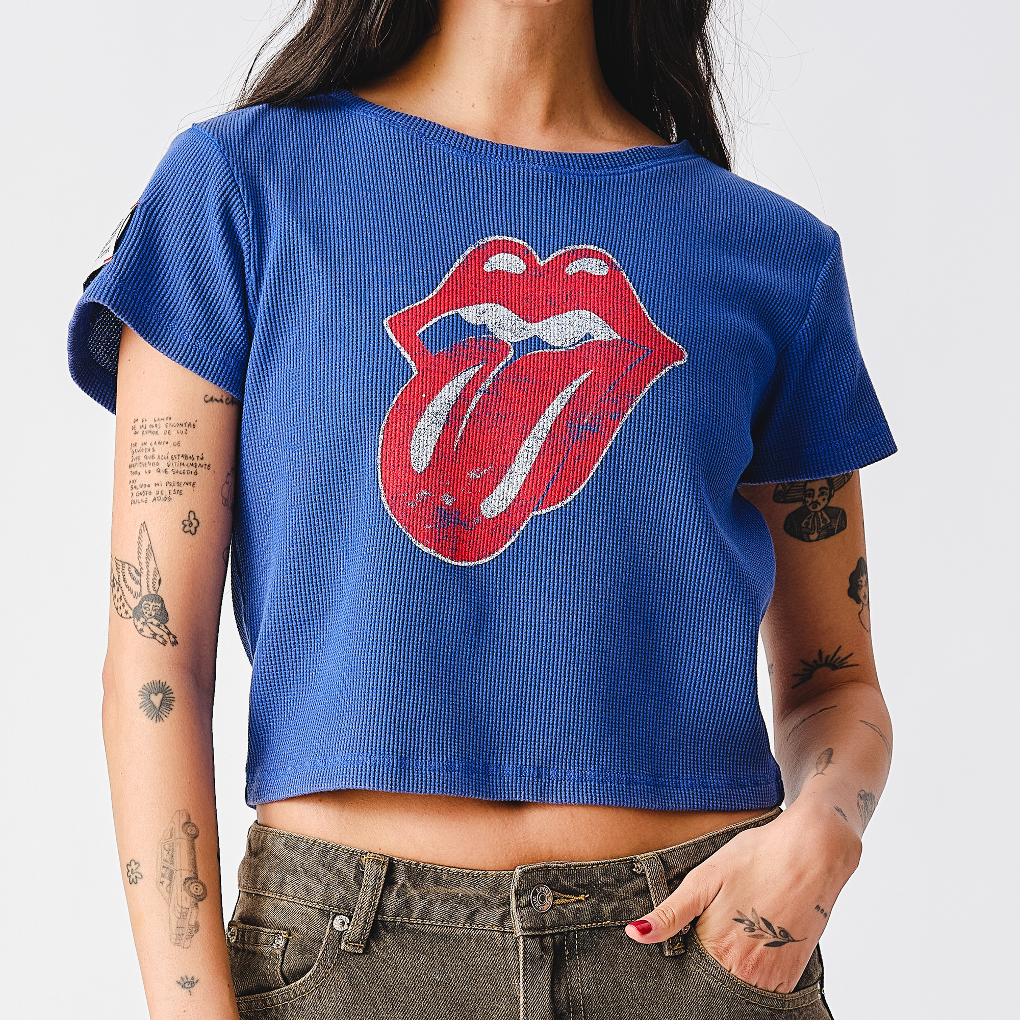 RS No. 9 - Vintage Stones Logo Waffle Thermal Baby Tee