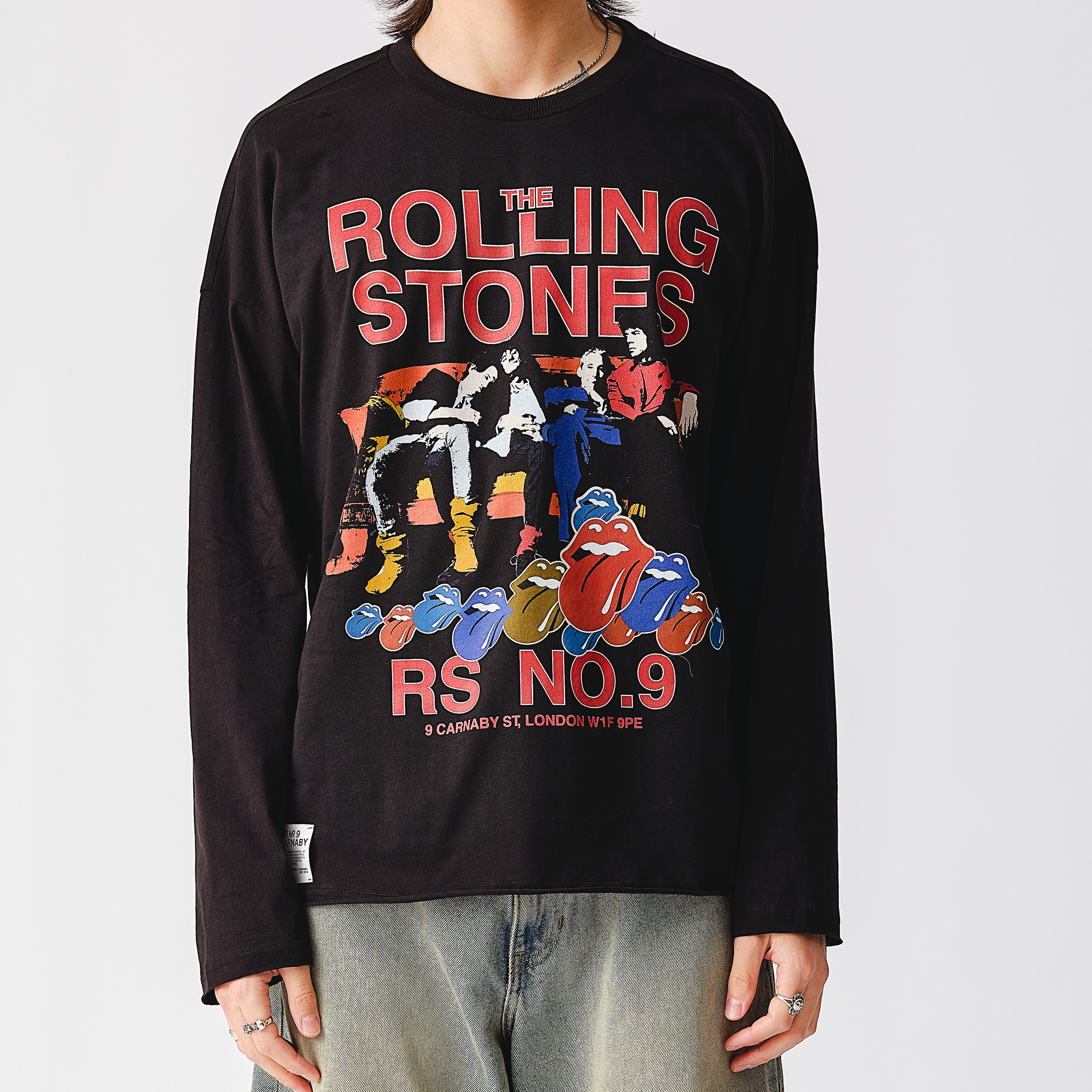 RS No. 9 - Band Couch Photo Black Raw Hem Longsleeve T-Shirt