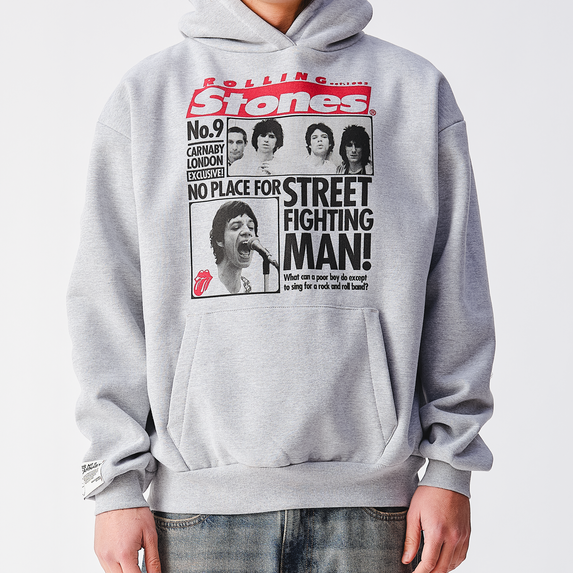 RS No. 9 - Street Fighting Man Newspaper Heather Grey Hoodie