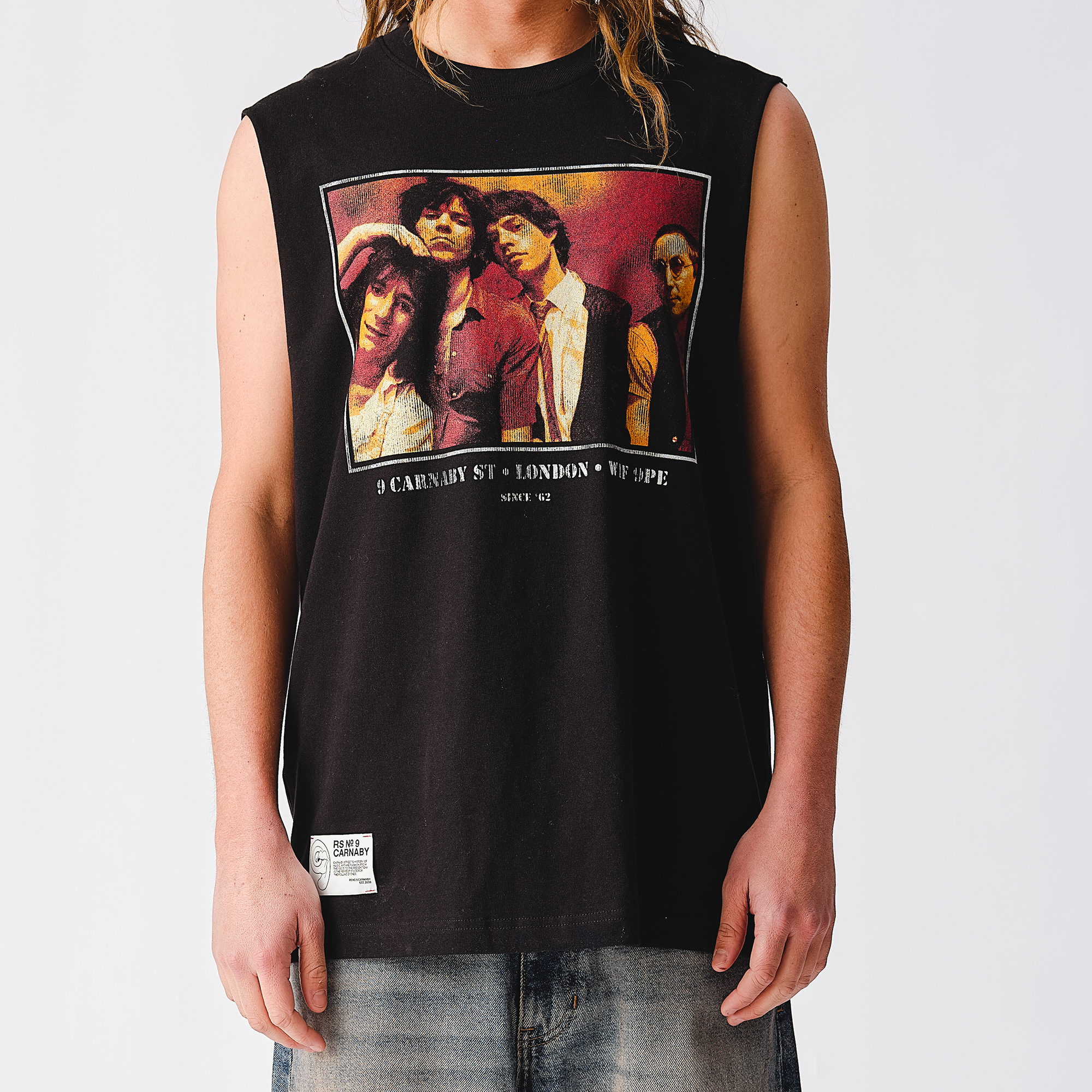 RS No. 9 - Classic Photo Sleeveless Black T-Shirt Vest