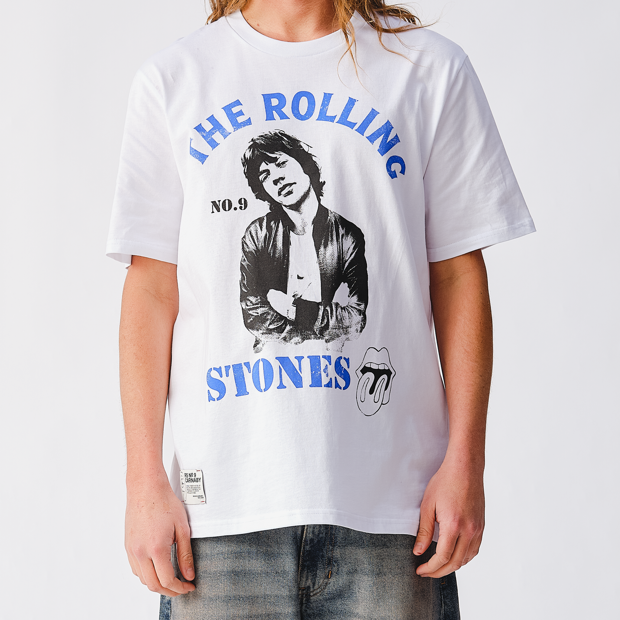 RS No. 9 - Mick Graphic Pose White T-Shirt.