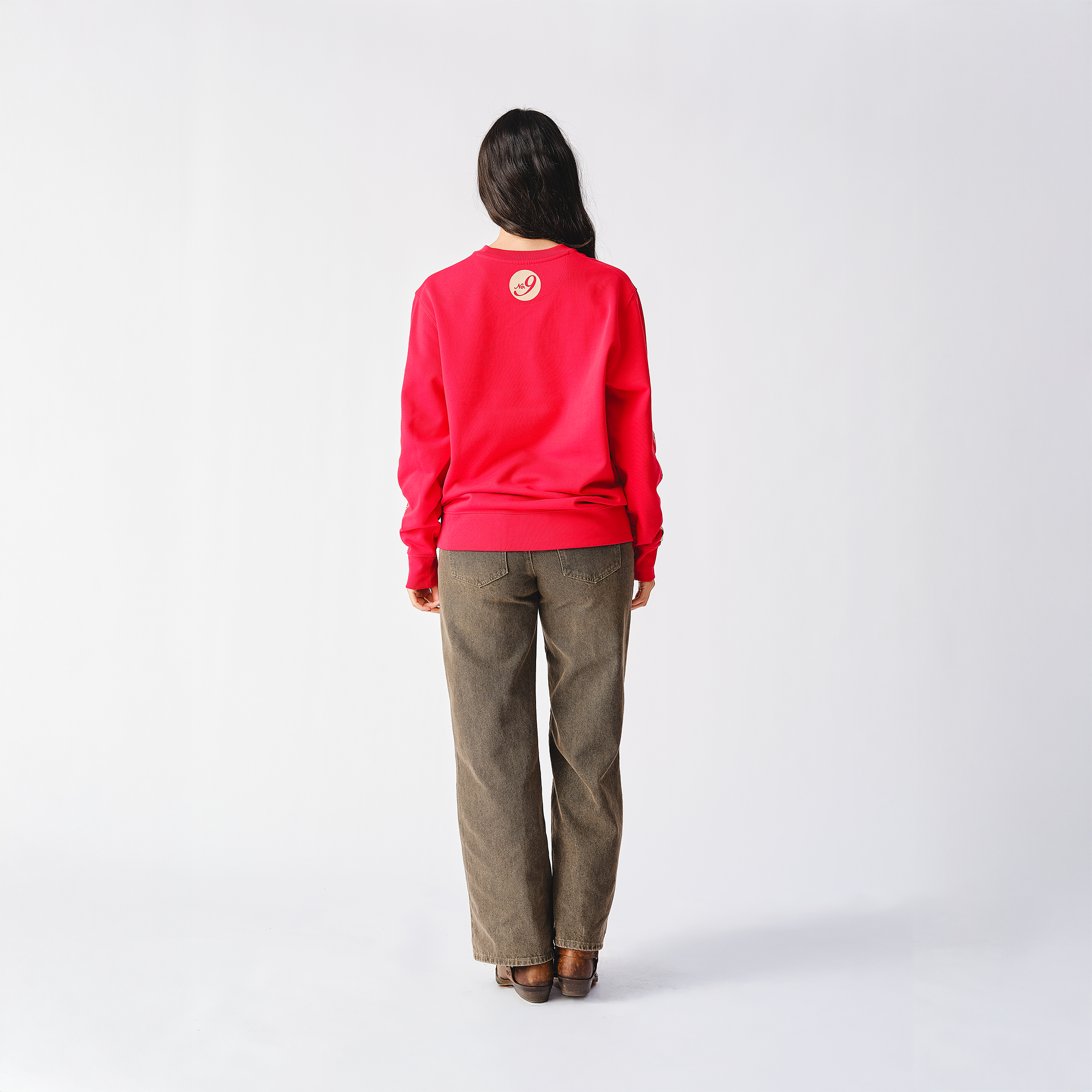 RS No. 9 - Rolling Stones Zipper Sleeve Red Crewneck Sweater