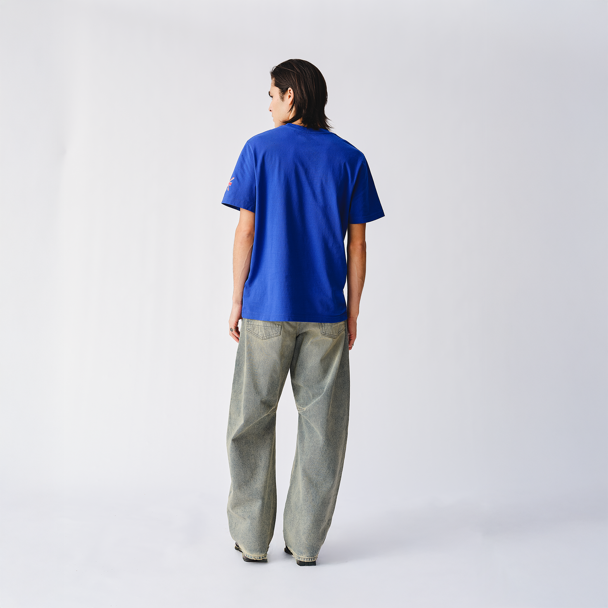 RS No. 9 - Rolling Stones Union Jack Crooked Logo Blue T-Shirt