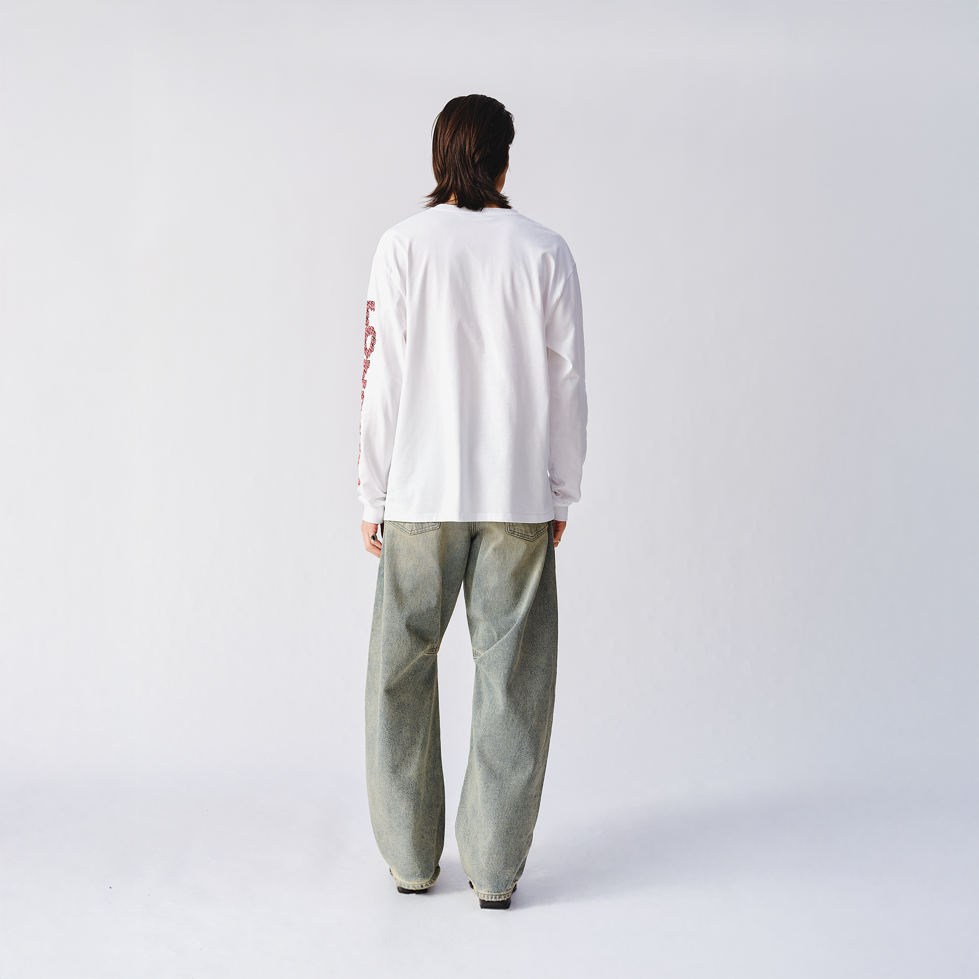 RS No. 9 - Rolling Stones Tonal 3D Print White Longsleeve T-Shirt