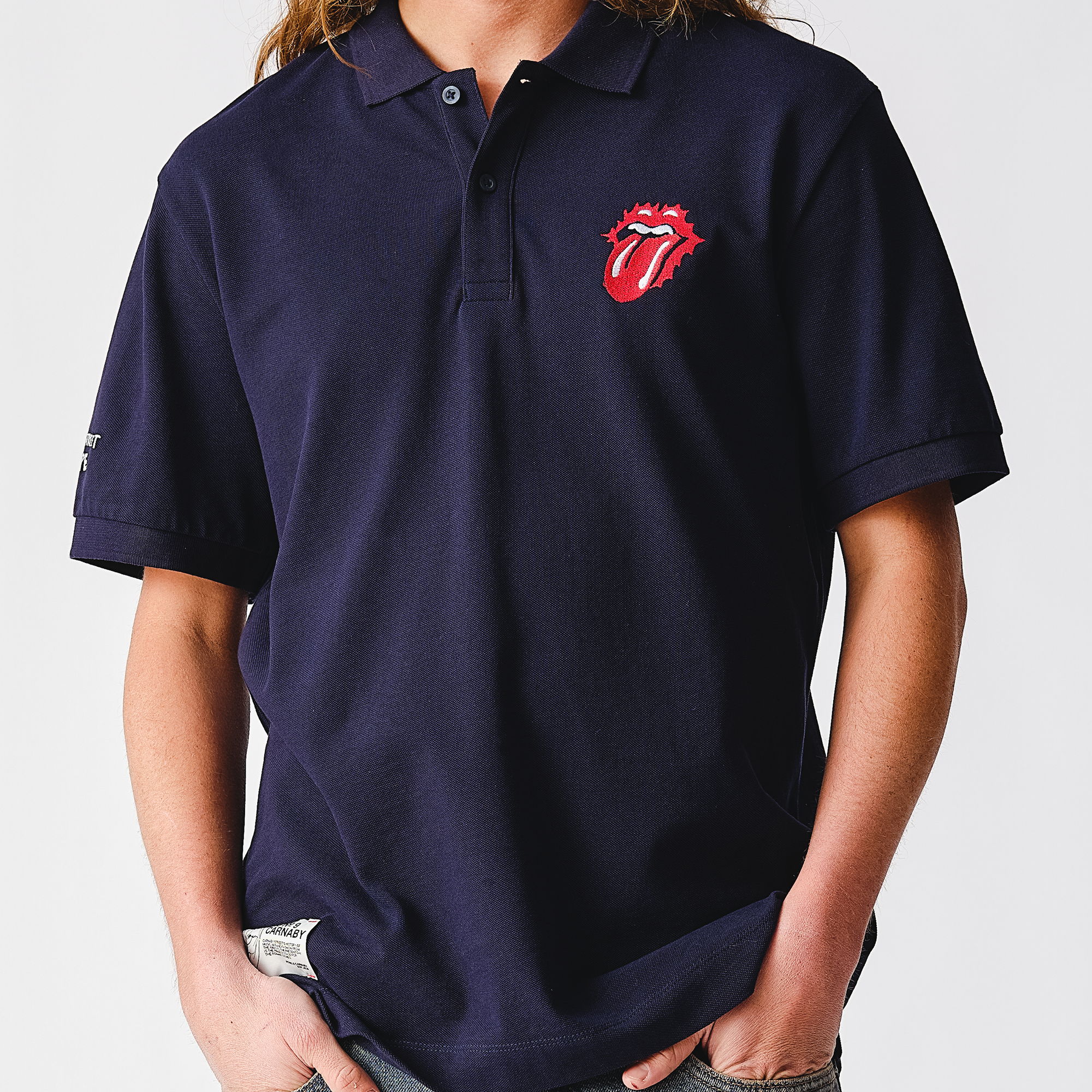 RS No. 9 - Scorching Stones Tongue Embroidered Navy Polo Shirt