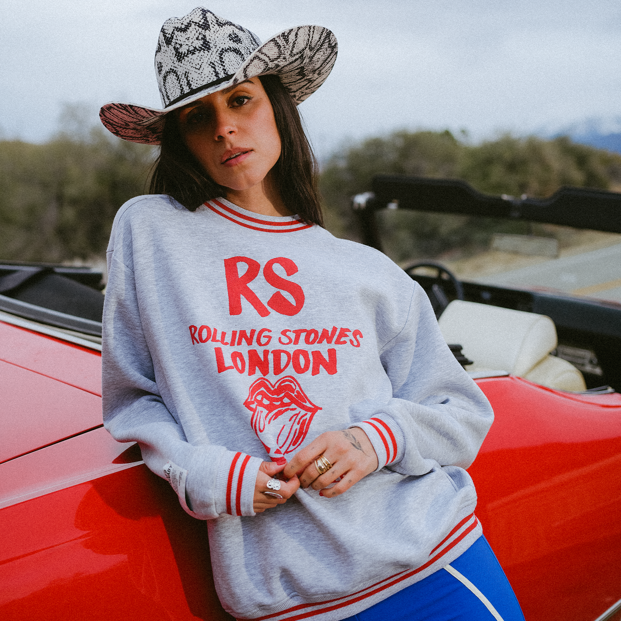 RS No. 9 - Retro Contrast Rib RS London Grey Crewneck Sweater