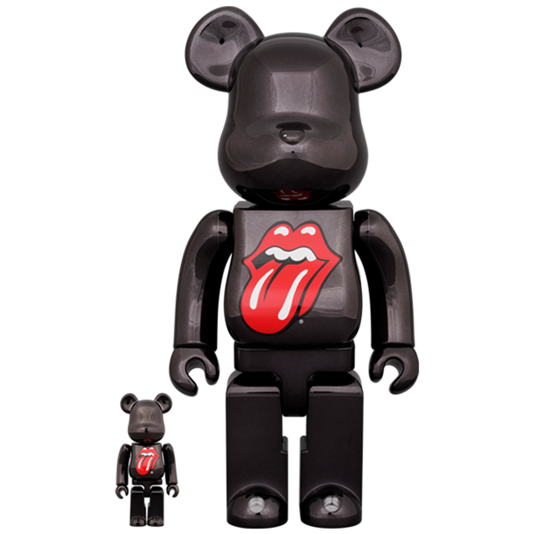 The Rolling Stones - BE@RBRICK x The Rolling Stones Lips & Tongue BLACK CHROME Ver. 100% & 400%