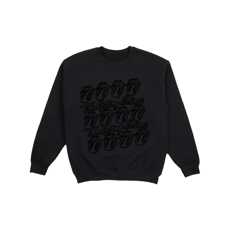 The Rolling Stones - Paint It Black Tonal Repeating Tongues Crewneck