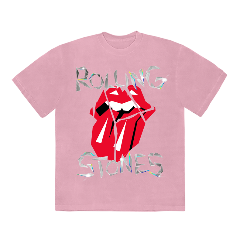 The Rolling Stones - Diamond Tongue Pink Washed T-Shirt