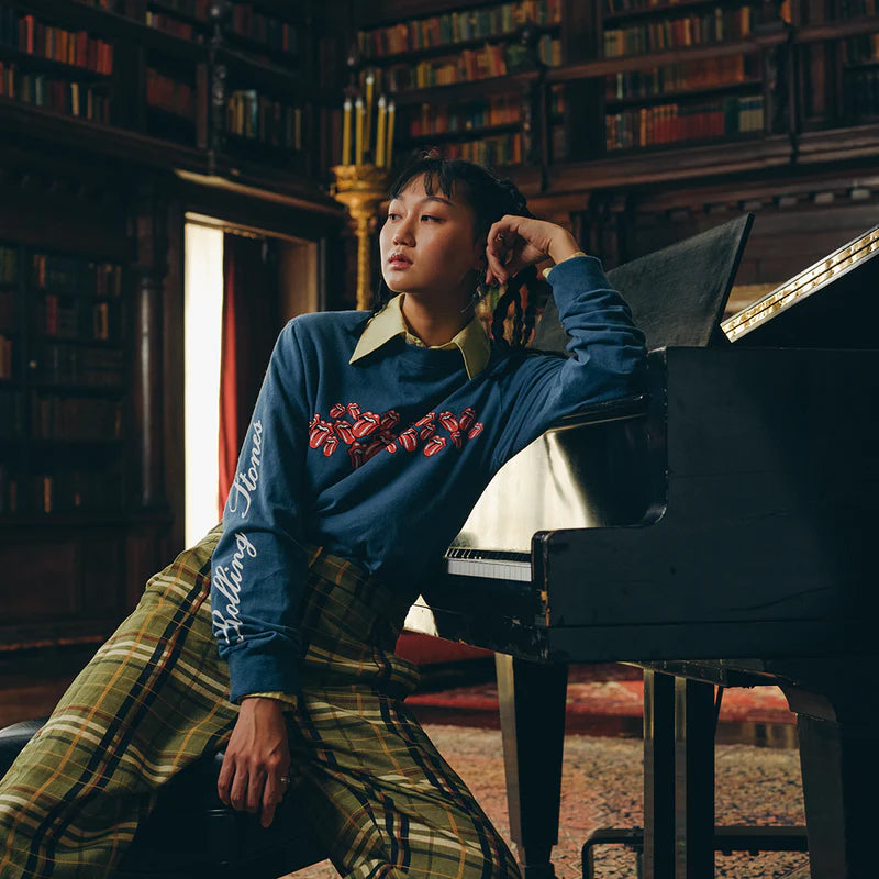 RS No. 9 - ROLLING STONES SCATTERED BLUE LICKS PRINTED LONGSLEEVE