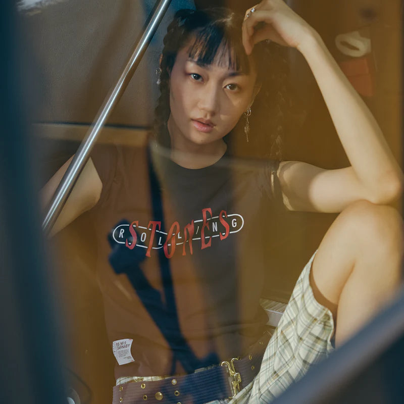 RS No. 9 - ROLLING STONES FITTED NAVY VARSITY T-SHIRT