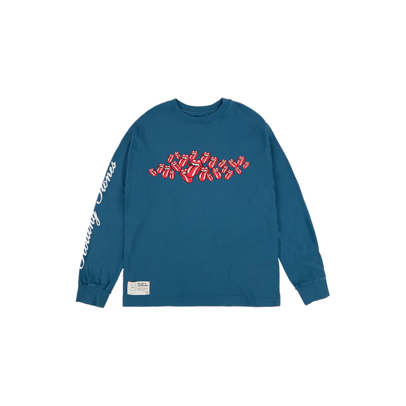 RS No. 9 - ROLLING STONES SCATTERED BLUE LICKS PRINTED LONGSLEEVE