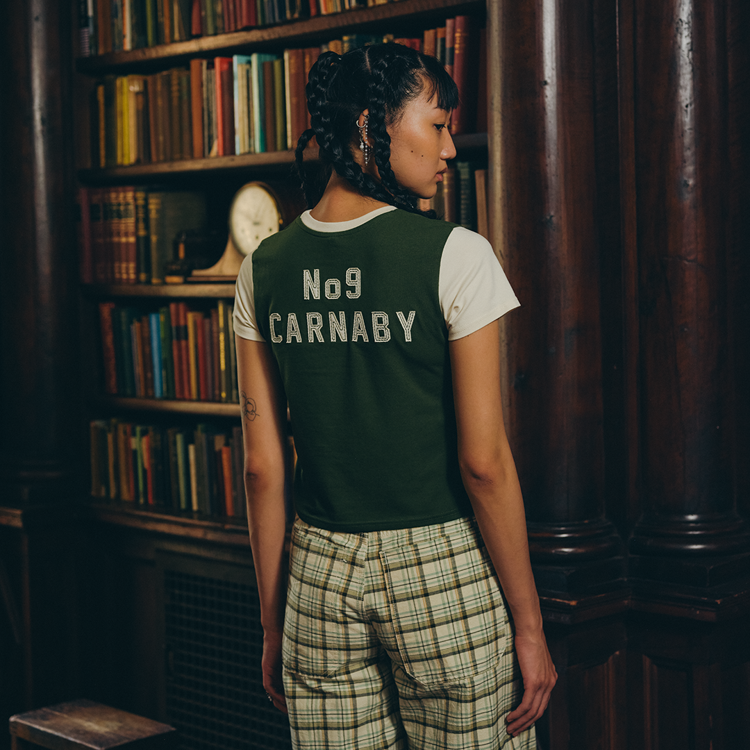 RS No. 9 - STONES VARSITY APPLIQUE FITTED GREEN T-SHIRT