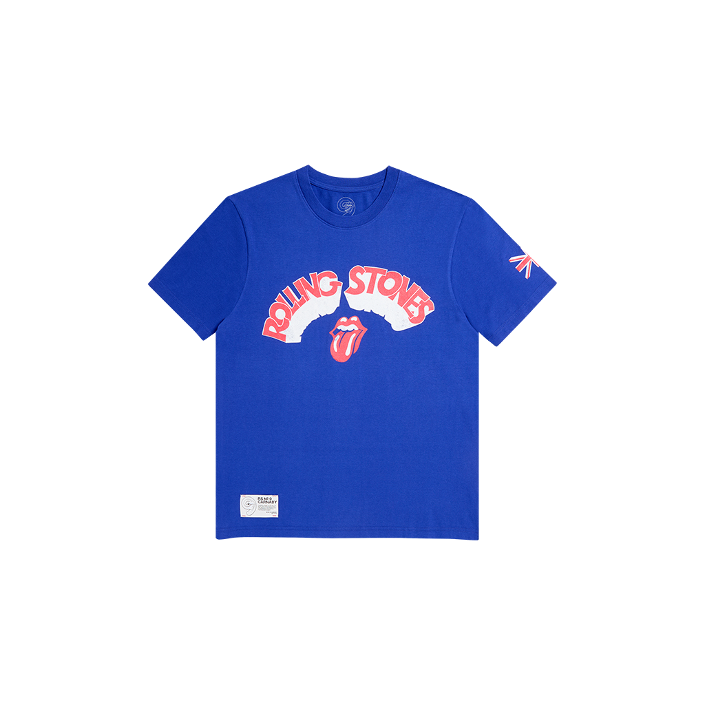 RS No. 9 - Rolling Stones Union Jack Crooked Logo Blue T-Shirt