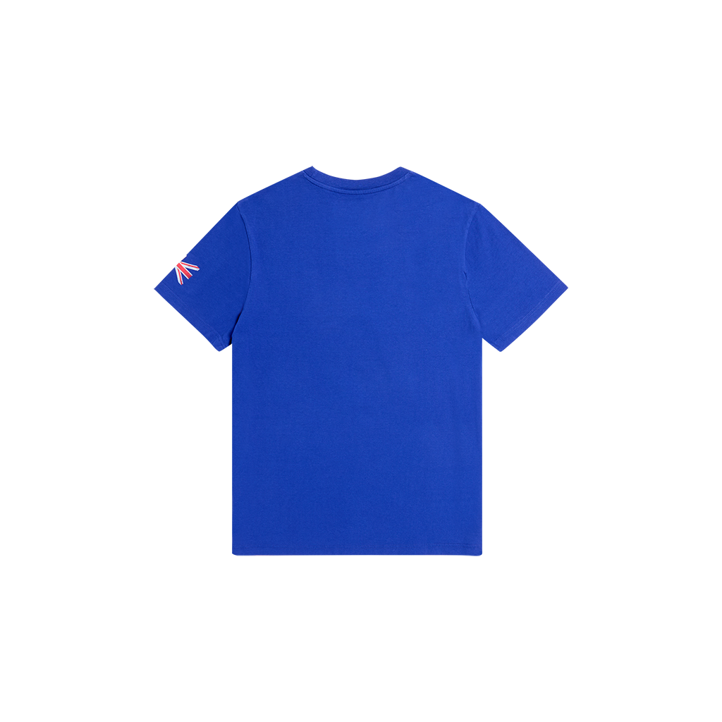 RS No. 9 - Rolling Stones Union Jack Crooked Logo Blue T-Shirt