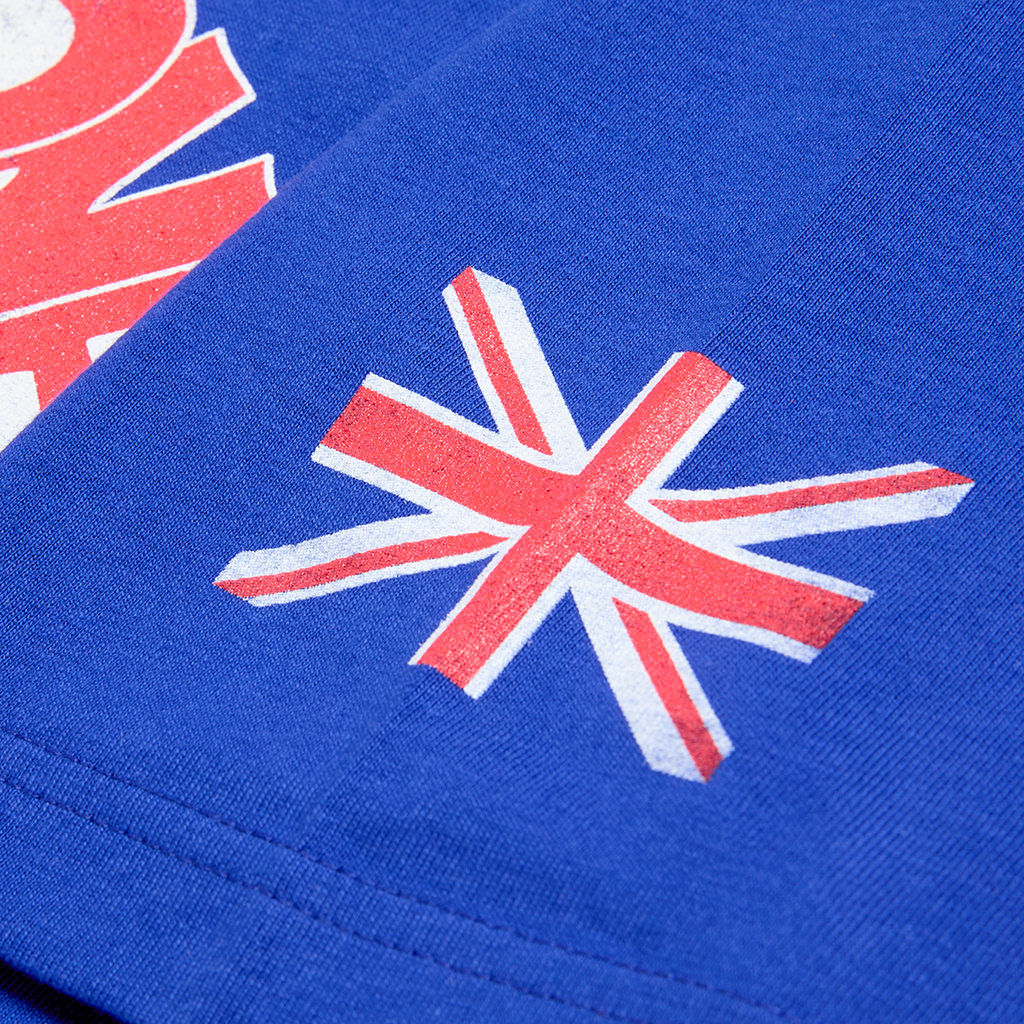 RS No. 9 - Rolling Stones Union Jack Crooked Logo Blue T-Shirt