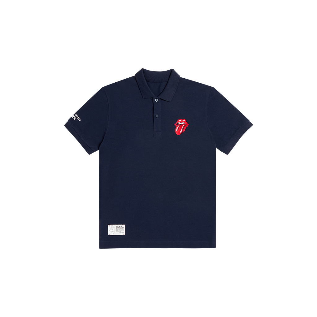 RS No. 9 - Scorching Stones Tongue Embroidered Navy Polo Shirt