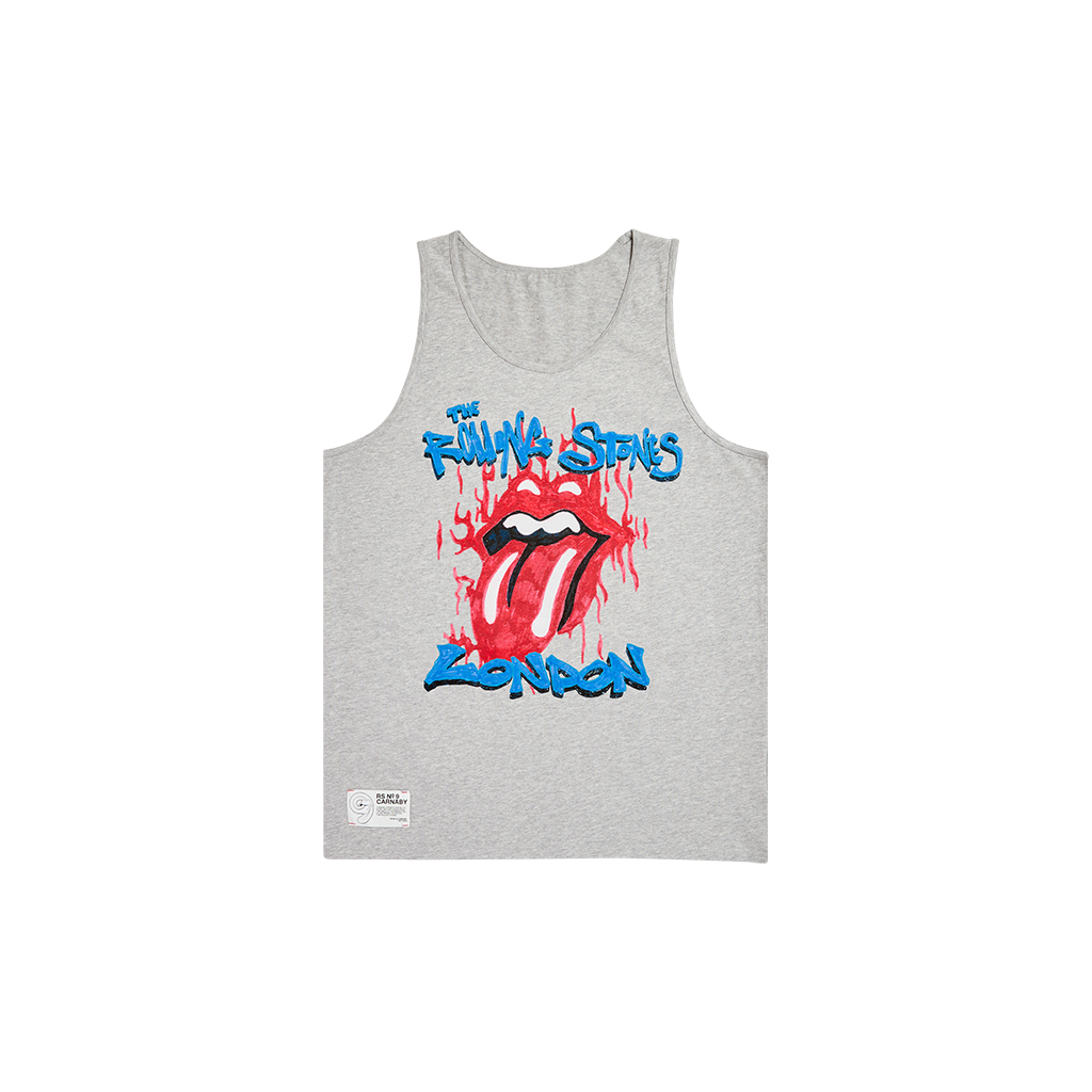 RS No. 9 - The Rolling Stones London Fire Tongue Grey Vest