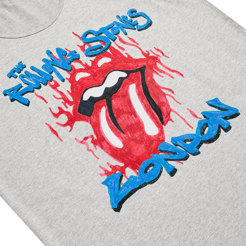 RS No. 9 - The Rolling Stones London Fire Tongue Grey Vest