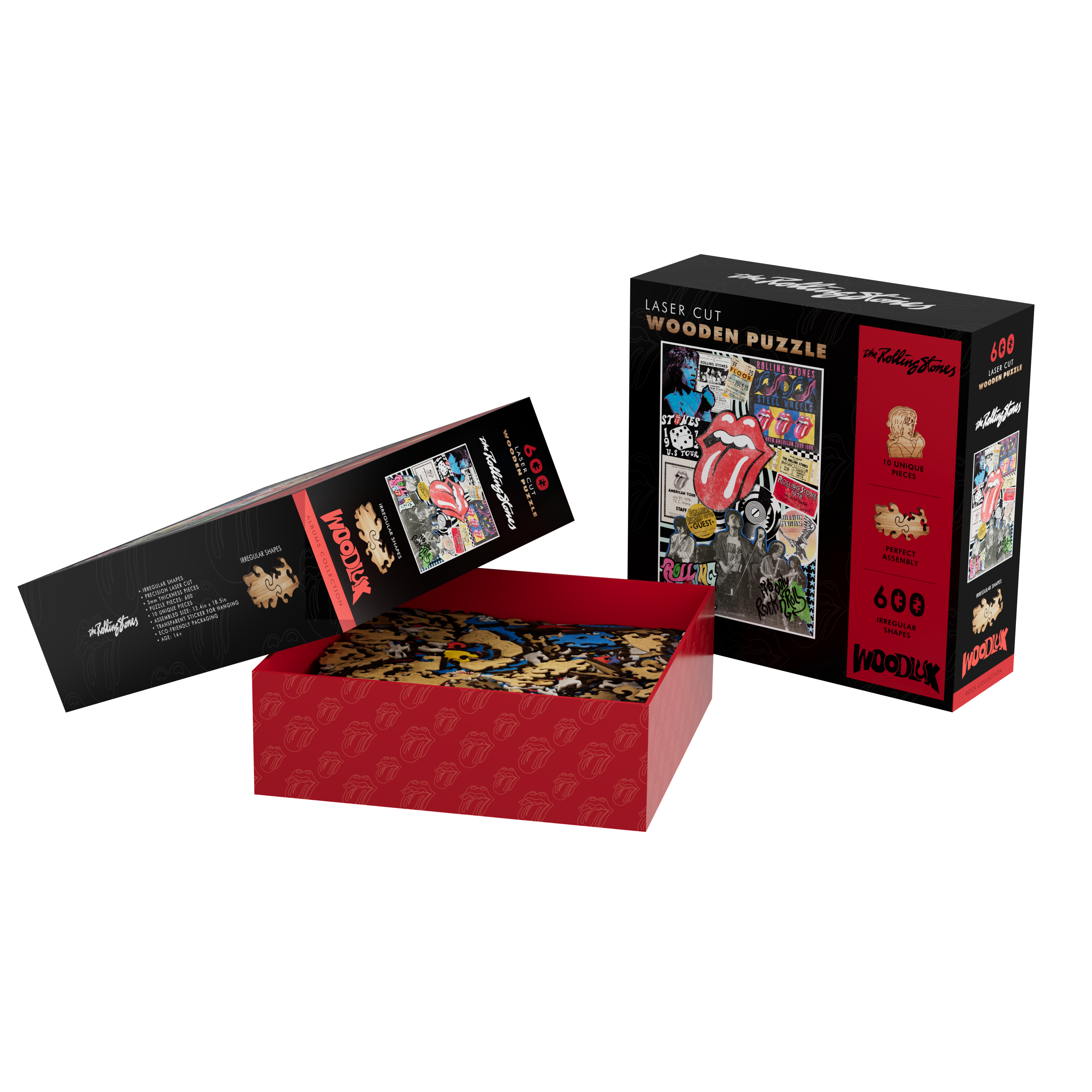 The Rolling Stones - WOODLUX X THE ROLLING STONES - ROCK & ROLL COLLAGE PREMIUM PUZZLE