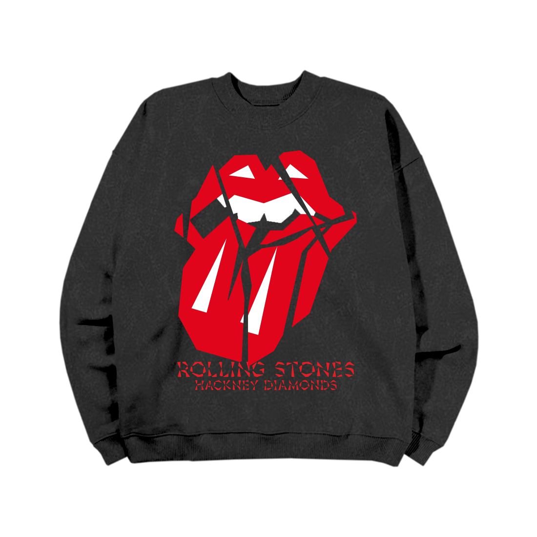 The Rolling Stones - Diamond Tongue Black Crewneck