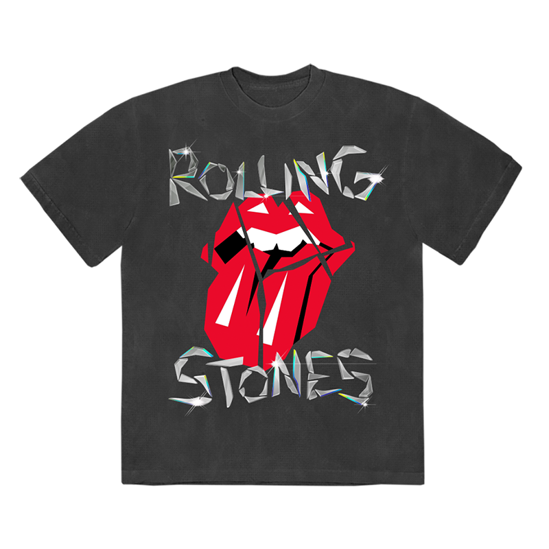 The Rolling Stones - Diamond Tongue Grey Washed T-Shirt