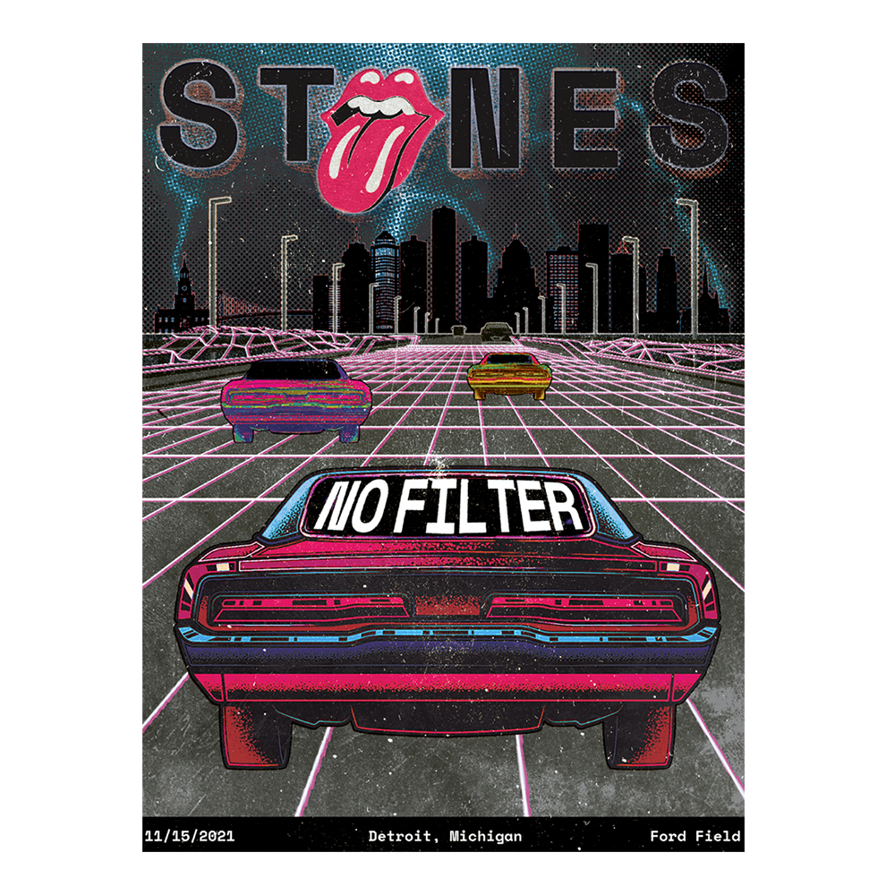 The Rolling Stones - Detroit No Filter Tour 2021 Lithograph