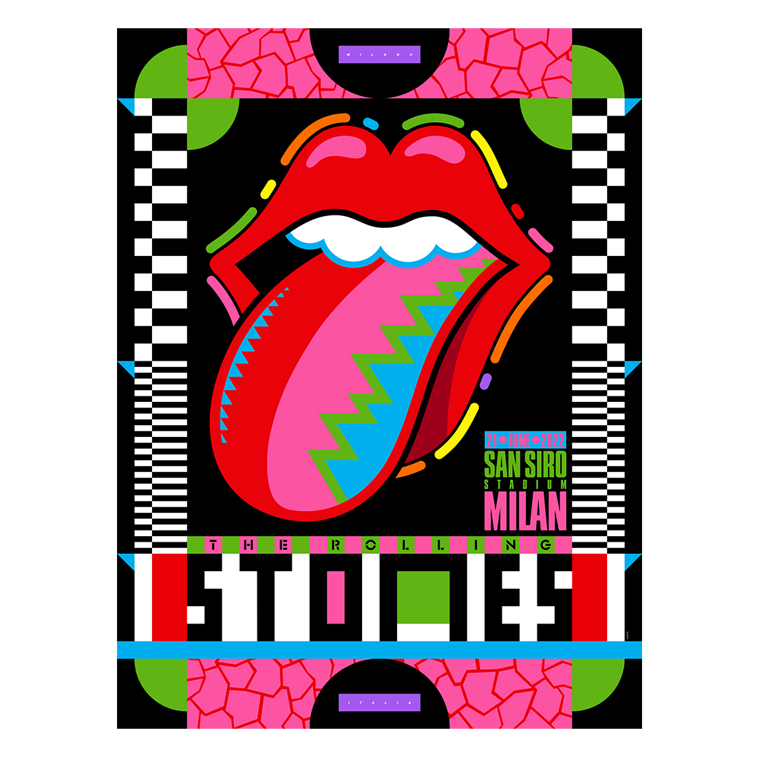 The Rolling Stones - Milan Sixty Tour 2022 Lithograph