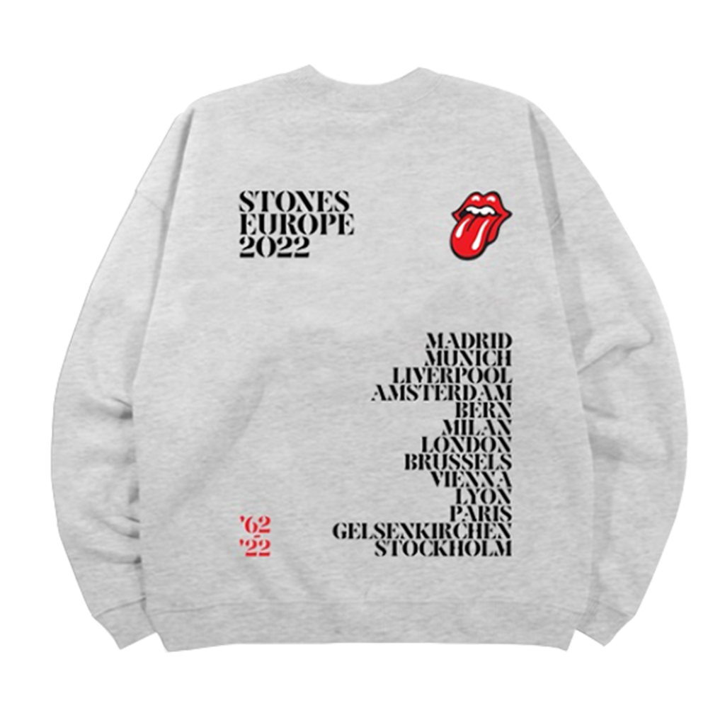 The Rolling Stones - Sixty Classic Logo Tour Grey Crewneck