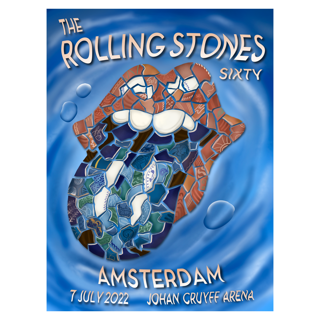 The Rolling Stones - Amsterdam II Sixty Tour 2022 Lithograph