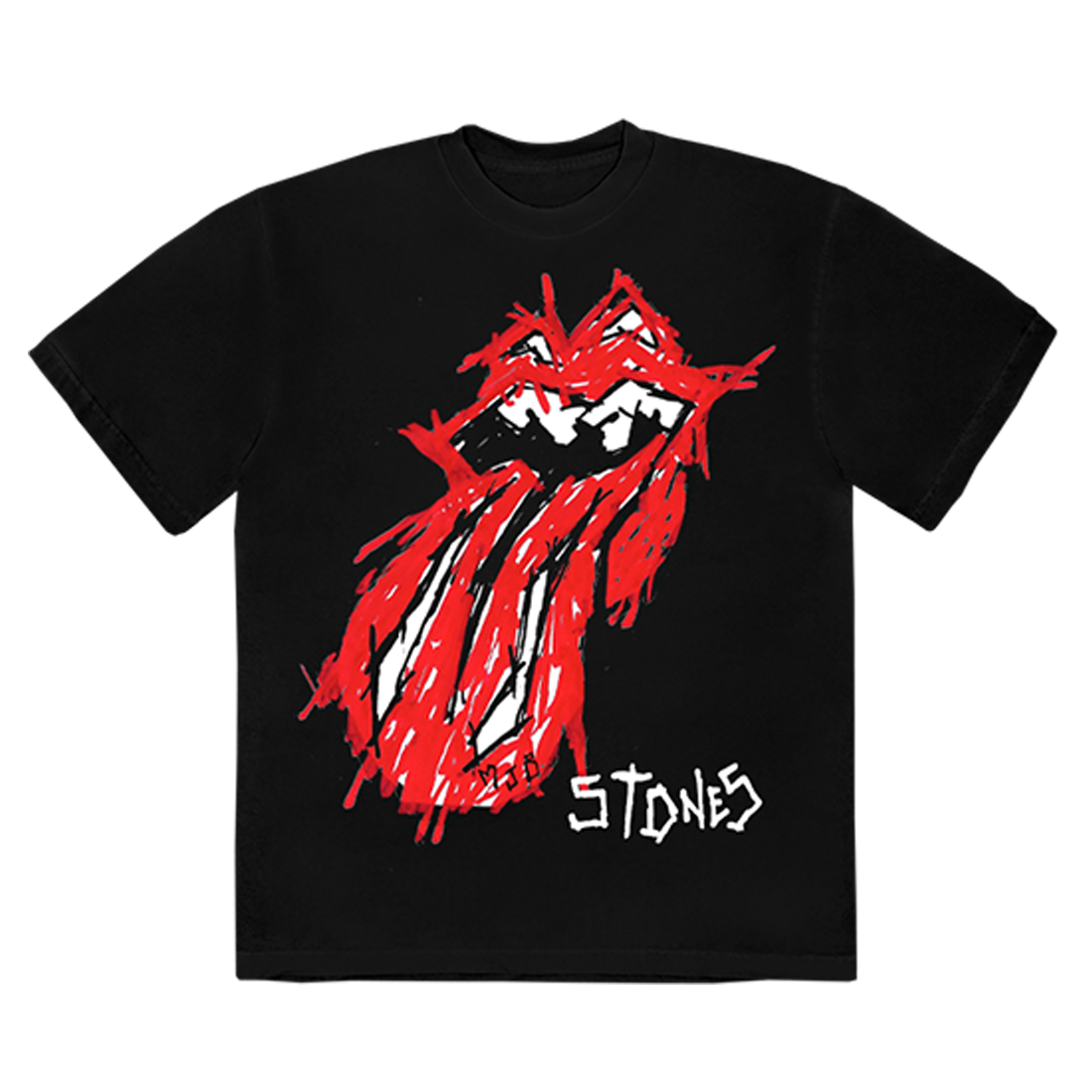 The Rolling Stones - MJB (Marc Jacques Burton) X The Rolling Stones - No Filter Hand Drawn Tongue Black T-Shirt